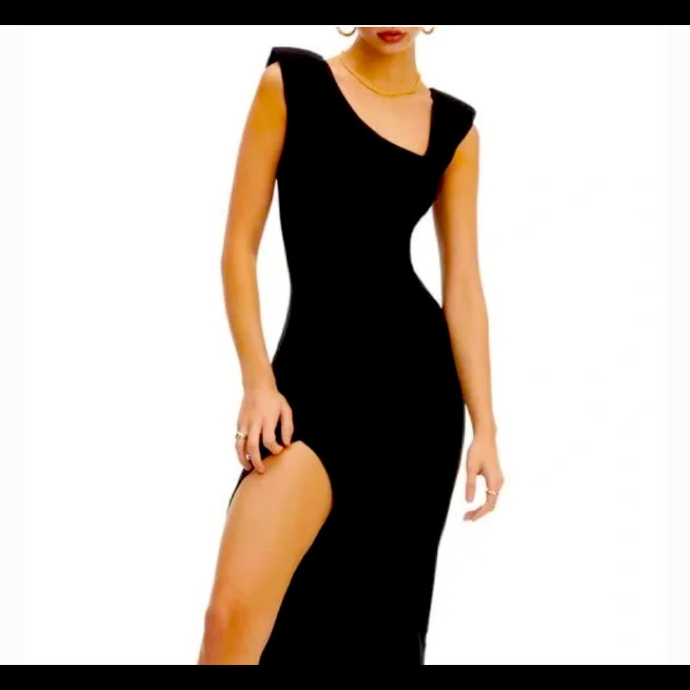 Good American Asymmetrical Dress- Black